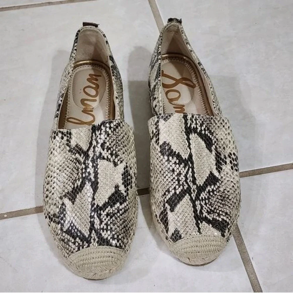 Sam Edelman Espadrille Flats Snakeskin Print Slip‎ On Casual Shoes Size 9